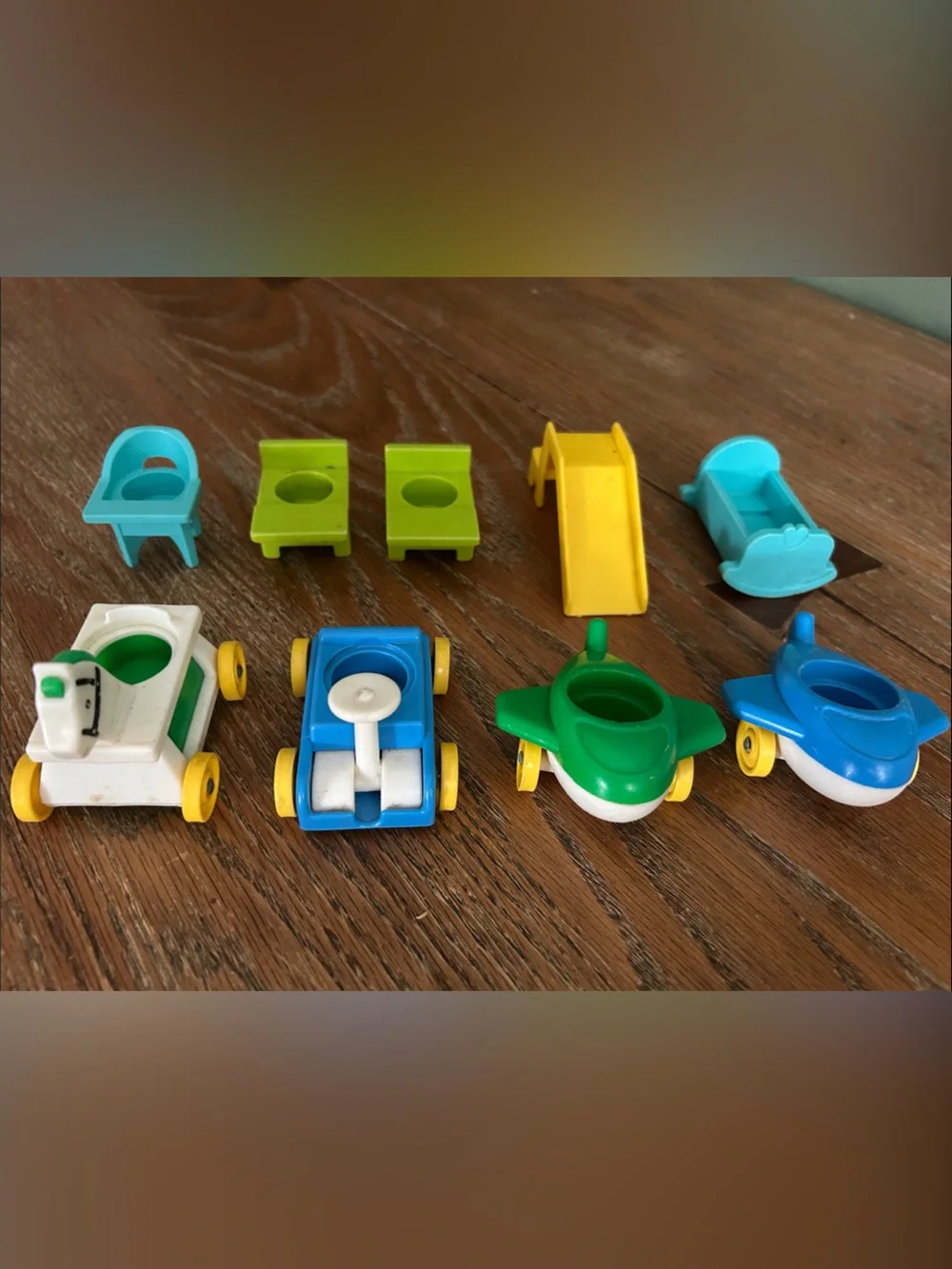 Fischer Price Little People Vintage Cars, people, chairs, trains, airplanes